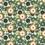 Seamless Green Flowers on Light Green Background-Enka Parmur-Art Print