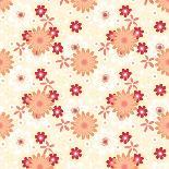 Seamless Yellow Pink Flowers on Brown Background-Enka Parmur-Art Print