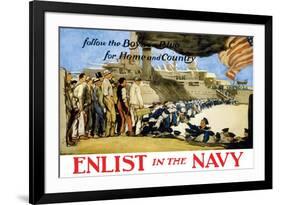 Enlist in the Navy, Follow the Boys in Blue, c.1914-George Hand Wright-Framed Premium Giclee Print