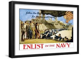 Enlist in the Navy, Follow the Boys in Blue, c.1914-George Hand Wright-Framed Art Print