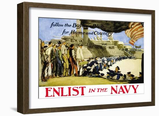 Enlist in the Navy, Follow the Boys in Blue, c.1914-George Hand Wright-Framed Art Print