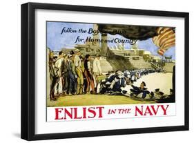 Enlist in the Navy, Follow the Boys in Blue, c.1914-George Hand Wright-Framed Art Print