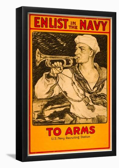 Enlist in the Navy War Propaganda Vintage Ad Poster Print-null-Framed Poster
