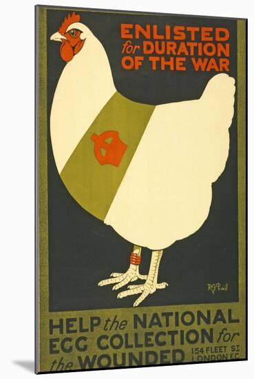Enlisted for Duration of the War, Pub. London, C.1915-null-Mounted Giclee Print