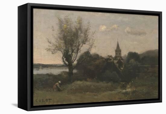 Ennery Near Auvers-Jean-Baptiste-Camille Corot-Framed Stretched Canvas