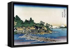 Enoshima in Sagami Province-Katsushika Hokusai-Framed Stretched Canvas