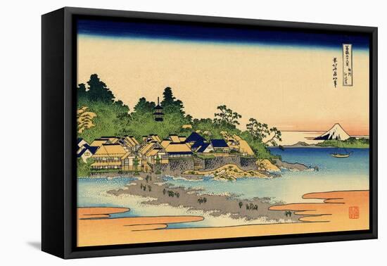 Enoshima in the Sagami Province, c.1830-Katsushika Hokusai-Framed Stretched Canvas