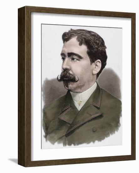Enrique Kubly Arteaga (1855-1904). Engraving. Colored.-Tarker-Framed Photographic Print