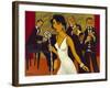 Ensemble with Green Curtain (Lady in White)-Marsha Hammel-Framed Giclee Print