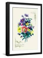 Ensemble with Pansy-null-Framed Art Print