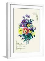 Ensemble with Pansy-null-Framed Art Print