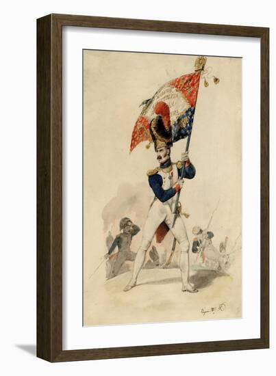 Ensign of the Grenadiers, French Imperial Guard, 1817-Eugene-Louis Lami-Framed Giclee Print