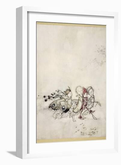 Enter Peasebottom, Cobweb, Moth, and Mustardseed-Arthur Rackham-Framed Giclee Print