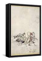 Enter Peasebottom, Cobweb, Moth, and Mustardseed-Arthur Rackham-Framed Stretched Canvas