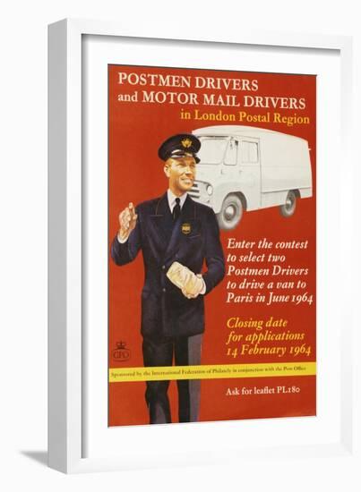 Enter the Contest to Select Two Postmen Drivers to Drive a Van to Paris in June 1964-null-Framed Art Print