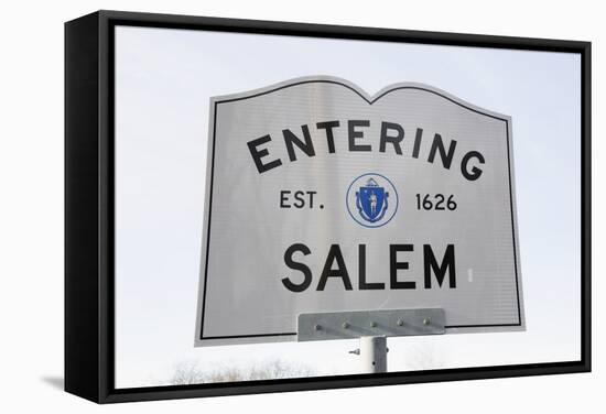 Entering Salem Road Sign, Massachusetts, Usa, 03.16.2014-Joseph Sohm-Framed Stretched Canvas