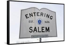 Entering Salem Road Sign, Massachusetts, Usa, 03.16.2014-Joseph Sohm-Framed Stretched Canvas