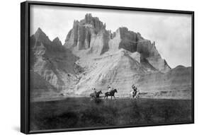 Entering the Badlands, Three Sioux Indians on Horseback, 1905-null-Framed Art Print