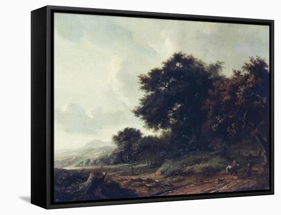 Entering Woods-Meindert Hobbema-Framed Stretched Canvas