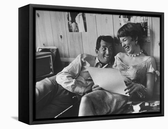 Entertainer Dean Martin Rehearsing a Scene with Actress Shirley MacLaine-Allan Grant-Framed Stretched Canvas