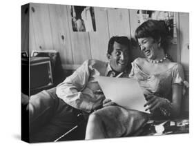 Entertainer Dean Martin Rehearsing a Scene with Actress Shirley MacLaine-Allan Grant-Stretched Canvas