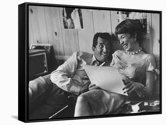 Entertainer Dean Martin Rehearsing a Scene with Actress Shirley MacLaine-Allan Grant-Framed Stretched Canvas