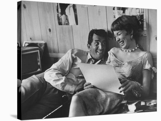 Entertainer Dean Martin Rehearsing a Scene with Actress Shirley MacLaine-Allan Grant-Stretched Canvas
