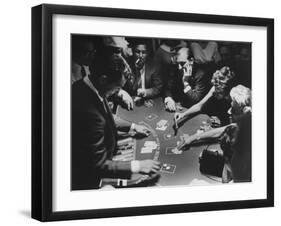 Entertainer Dean Martin Running His Own Game of Blackjack at a Casino-Allan Grant-Framed Premium Photographic Print