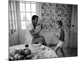 Entertainer Dean Martin Sparring with His Son at Home-Allan Grant-Mounted Premium Photographic Print