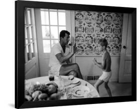 Entertainer Dean Martin Sparring with His Son at Home-Allan Grant-Framed Premium Photographic Print