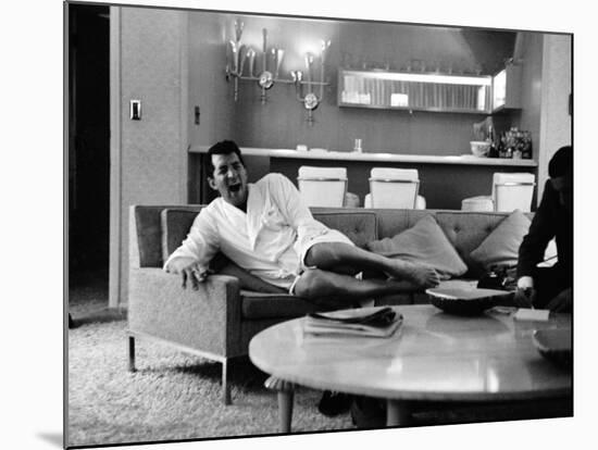 Entertainer Dean Martin Yawning at Home-Allan Grant-Mounted Premium Photographic Print