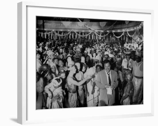 Entertainer Orson Welles Attending the Rio de Janerio Carnival Celebration-Hart Preston-Framed Premium Photographic Print