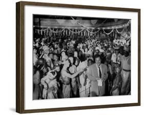 Entertainer Orson Welles Attending the Rio de Janerio Carnival Celebration-Hart Preston-Framed Premium Photographic Print