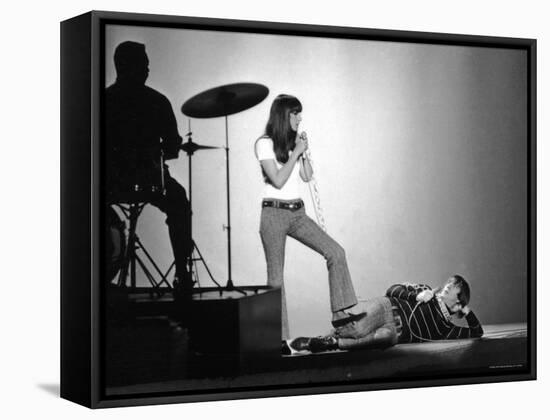 Entertainers Cher and Sonny Bono Singing on TV Program "Shindig."-Bill Ray-Framed Stretched Canvas