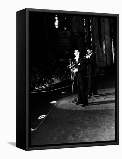 Entertainers Jerry Lewis and Dean Martin Performing-Ralph Crane-Framed Stretched Canvas