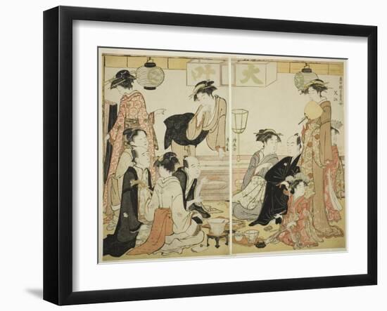 Entertainers of Nakazu, C.1784-Torii Kiyonaga-Framed Giclee Print