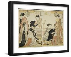 Entertainers of Nakazu, C.1784-Torii Kiyonaga-Framed Giclee Print