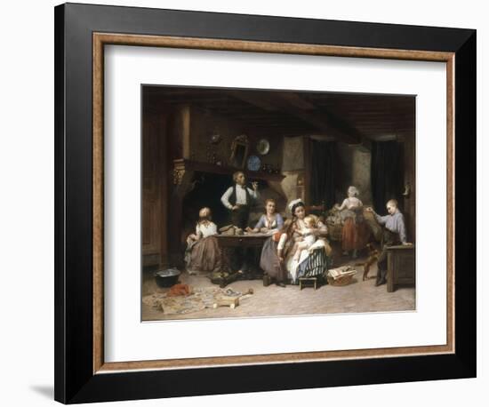 Entertainment for the Baby, 1876-Charles Auguste Lobbedez-Framed Giclee Print