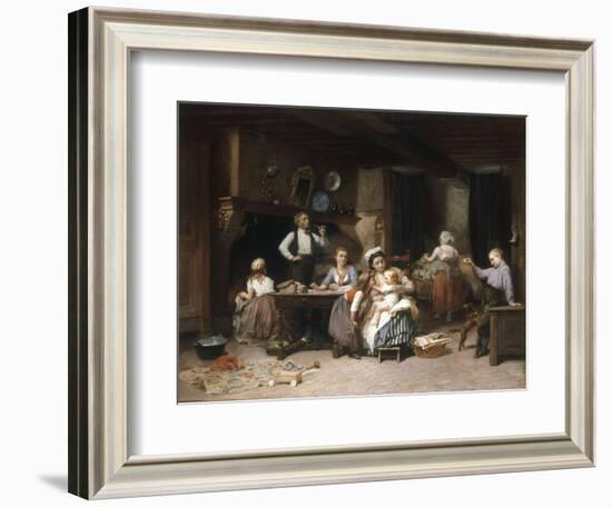 Entertainment for the Baby, 1876-Charles Auguste Lobbedez-Framed Giclee Print