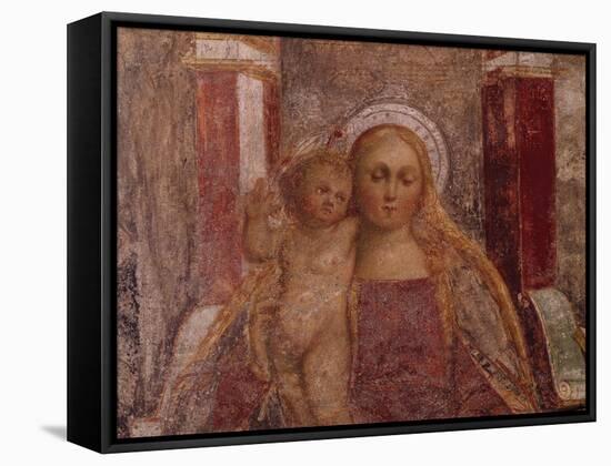 Enthroned Madonna and Child from Basilica of San Giulio, Island of San Giulio, Orta San Giulio-null-Framed Stretched Canvas