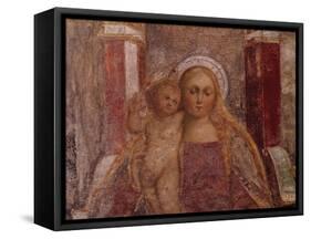Enthroned Madonna and Child from Basilica of San Giulio, Island of San Giulio, Orta San Giulio-null-Framed Stretched Canvas