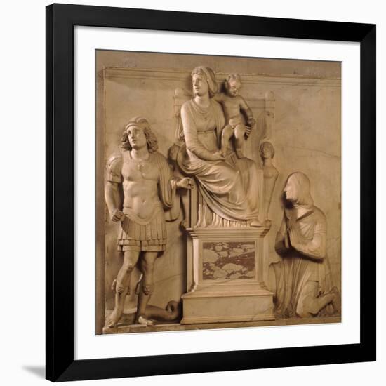 Enthroned Madonna and Child, St George and Figure Praying-Antonio Lombardi-Framed Giclee Print