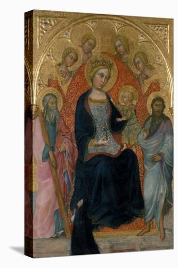 Enthroned Madonna and Child with Four Angels, Two Saints and a Benefactor, C.1400-Paolo Di Giovanni Fei-Stretched Canvas