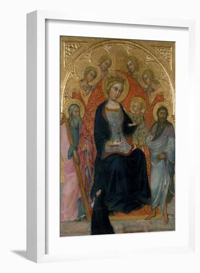 Enthroned Madonna and Child with Four Angels, Two Saints and a Benefactor, C.1400-Paolo Di Giovanni Fei-Framed Giclee Print