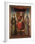 Enthroned Madonna and Child with Saints Bernardino and Catherine of Alexandria-Vincenzo Foppa-Framed Giclee Print