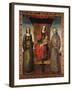 Enthroned Madonna and Child with Saints Bernardino and Catherine of Alexandria-Vincenzo Foppa-Framed Giclee Print