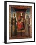 Enthroned Madonna and Child with Saints Bernardino and Catherine of Alexandria-Vincenzo Foppa-Framed Giclee Print