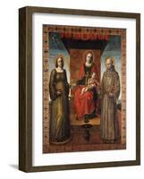 Enthroned Madonna and Child with Saints Bernardino and Catherine of Alexandria-Vincenzo Foppa-Framed Giclee Print