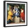 Enthroned Madonna and Child with Saints Giuseppe and Jerome-null-Framed Giclee Print