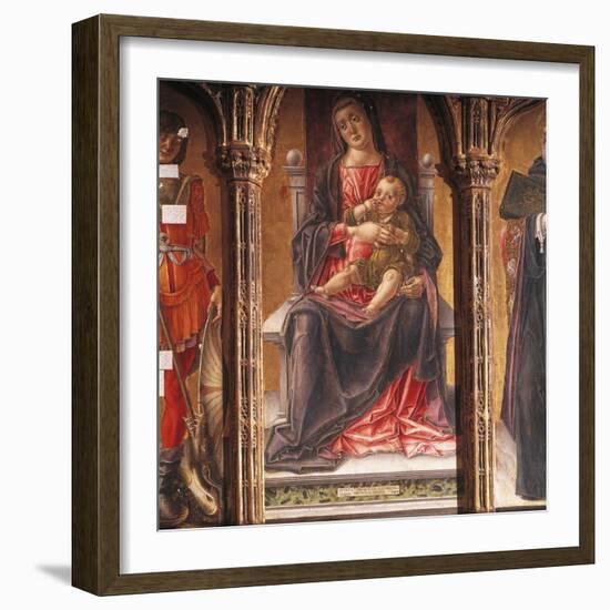 Enthroned Madonna, Detail of Triptych-null-Framed Giclee Print